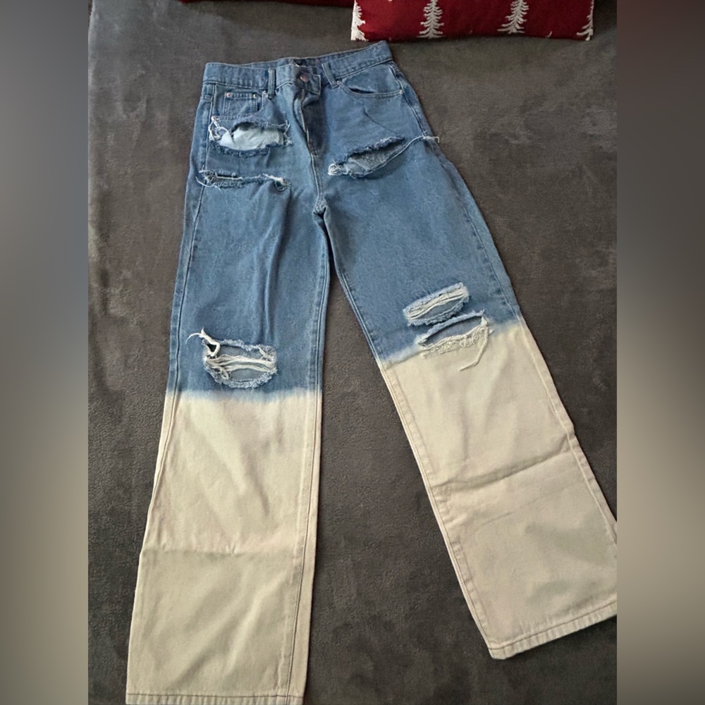 White wash blue wide jeans